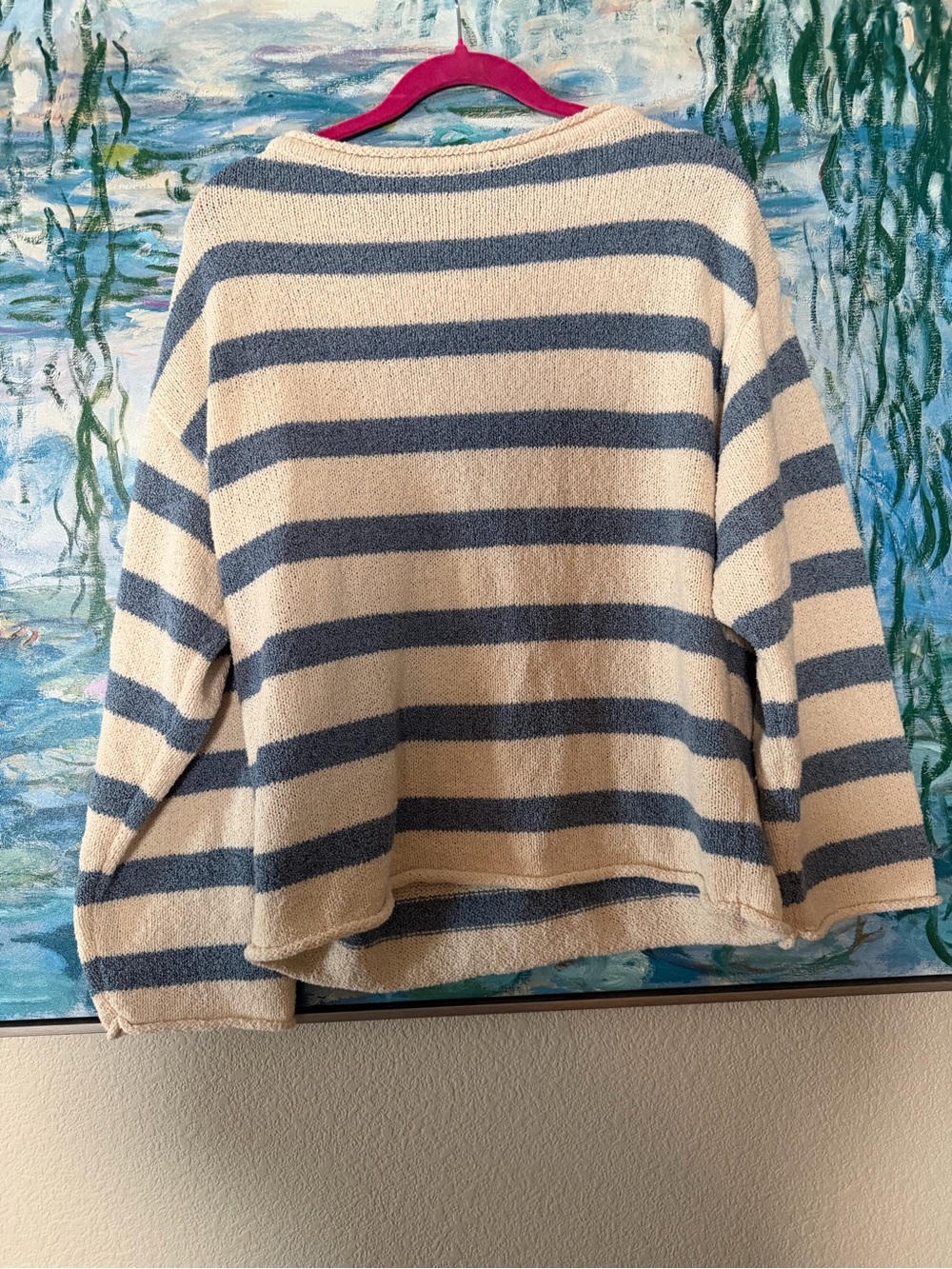 Bohme Kelsey Cream and Blue Striped Crewneck Sweater - Picture 4 of 6